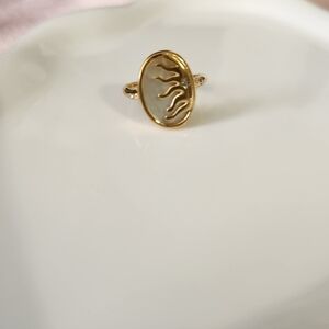 Gold Mother Of Pearl Sun Adjustable Ring